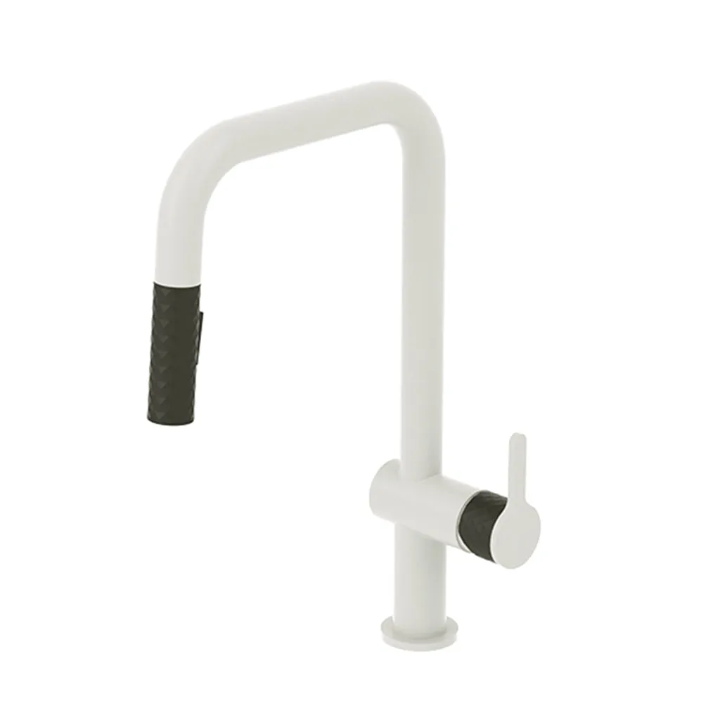 Calozy Swivel Pull Down Kitchen Faucet - Single Hole - 17" Brass/Matte White/Matte Black
