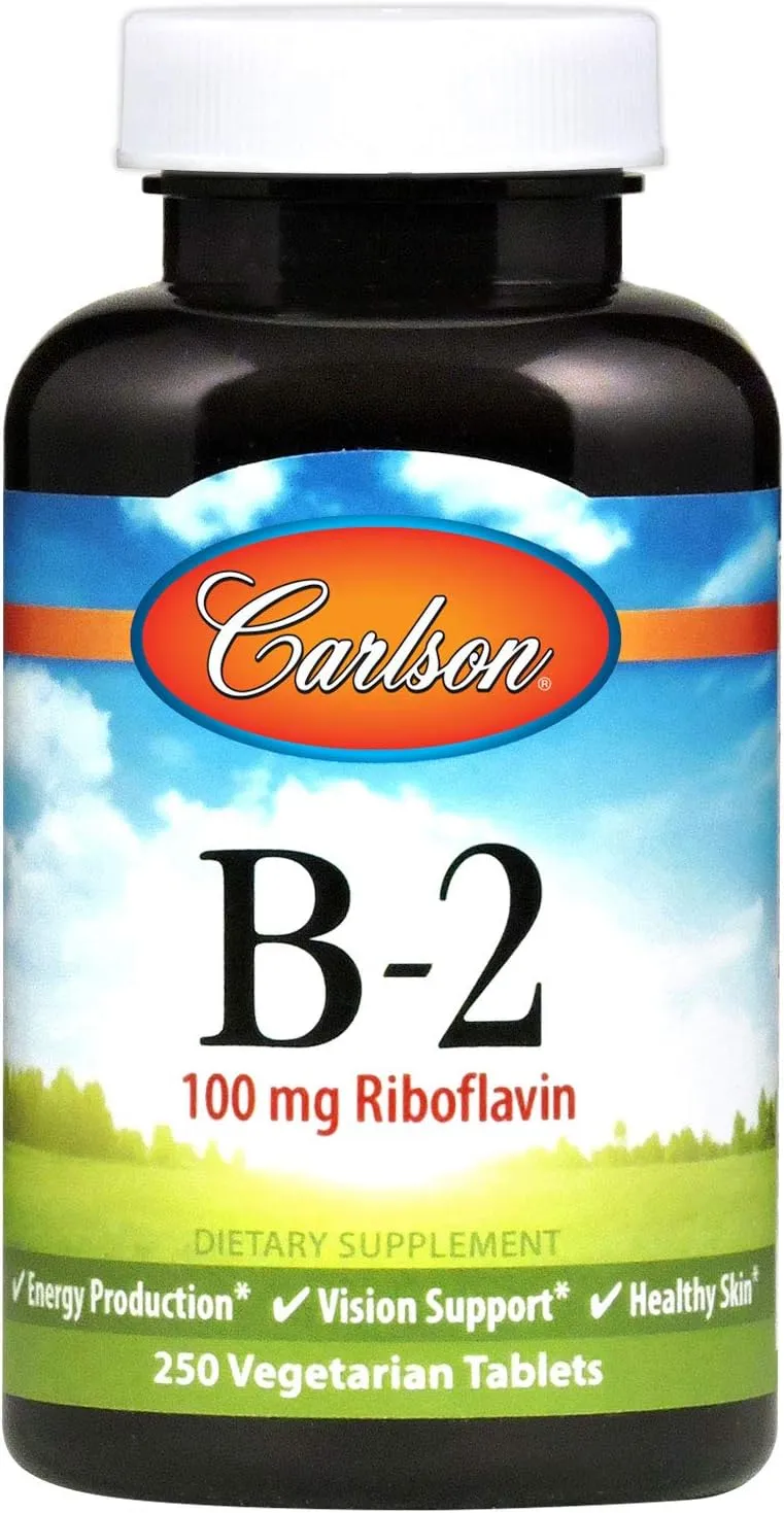 Carlson - B-2, 100 mg Riboflavin, Energy Production, Vision Support & Healthy Skin, 250 Vegetarian Tablets