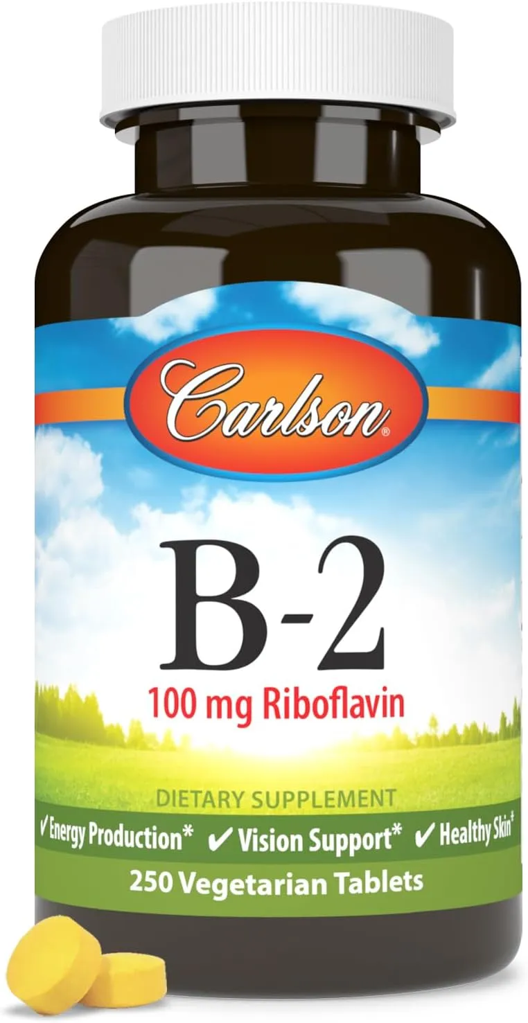 Carlson - B-2, 100 mg Riboflavin, Energy Production, Vision Support & Healthy Skin, 250 Vegetarian Tablets