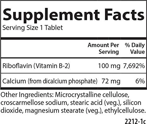 Carlson - B-2, 100 mg Riboflavin, Energy Production, Vision Support & Healthy Skin, 250 Vegetarian Tablets