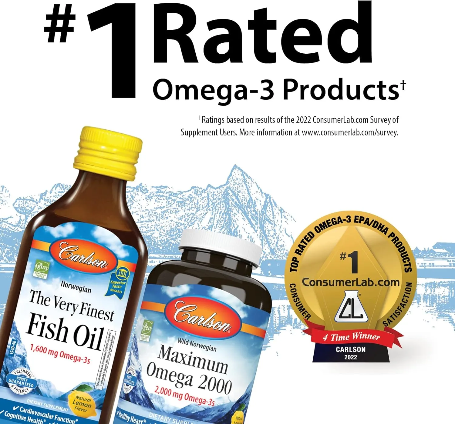 Carlson - Cod Liver Oil Minis, 280 mg Omega-3s   Vitamins A & D3, Heart Support & Cognitive Function, Vision Health, 250 Mini Soft Gels
