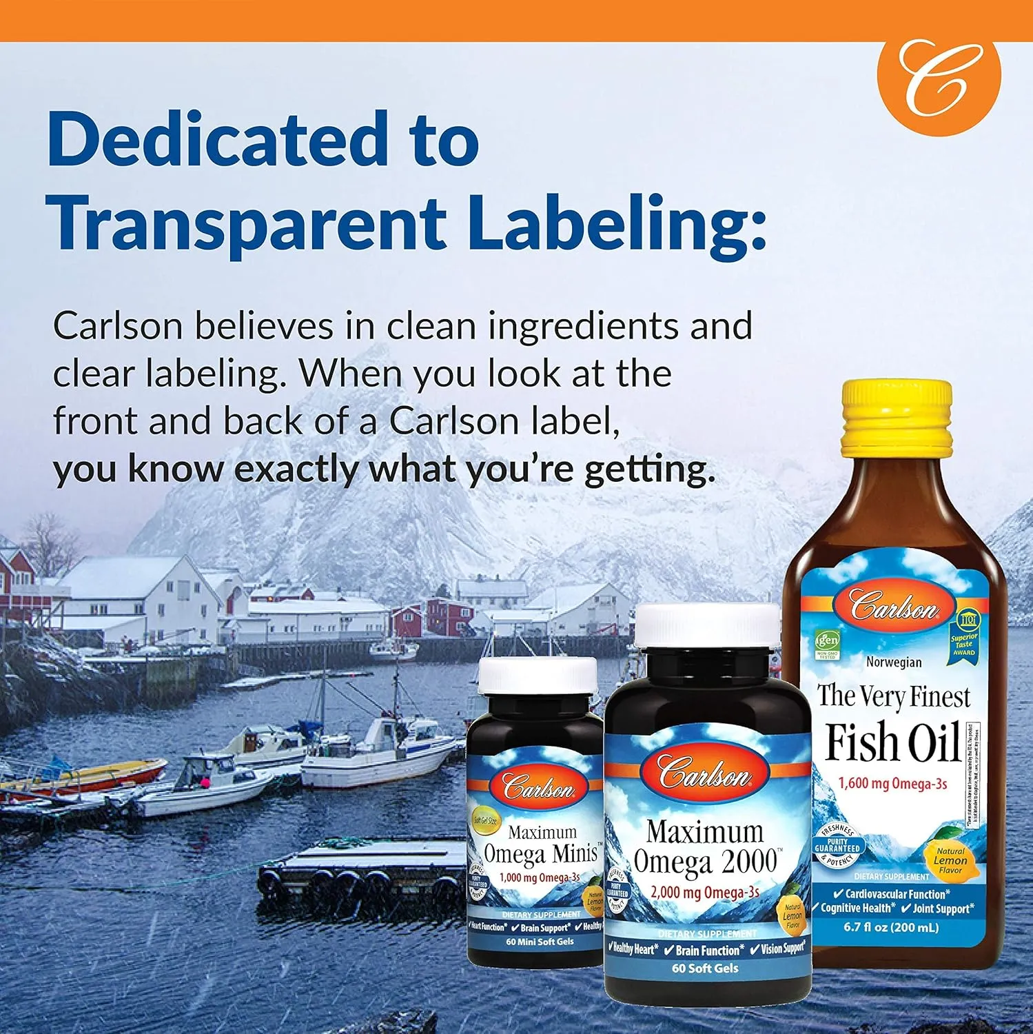 Carlson - MCT & Omega-3, Coconut Oil, Caprylic & Capric Acids, EPA & DHA, Energy Production, Fat Metabolism & Brain Health, 120 Softgels