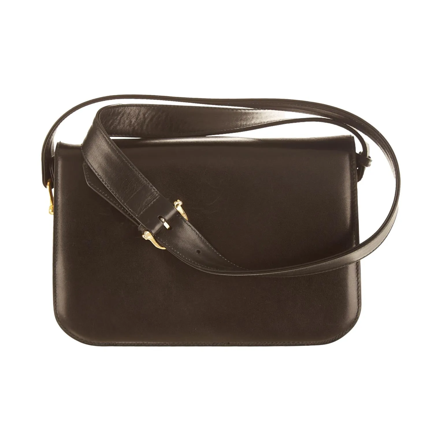 Celine Black Horse Logo Shoulder Bag