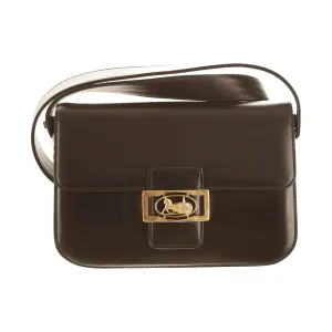 Celine Black Horse Logo Shoulder Bag