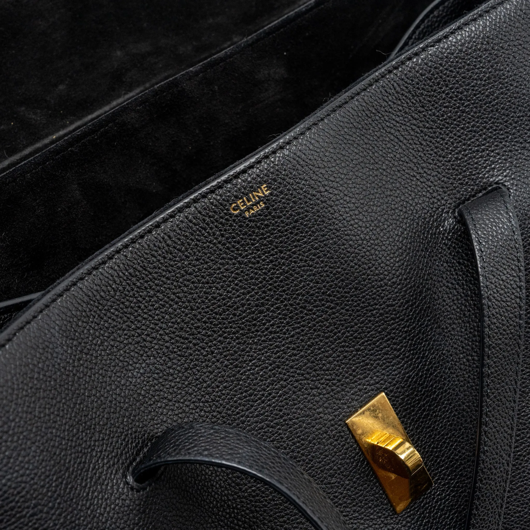 Celine Medium Soft 16 Bag Grained Calfskin Black GHW