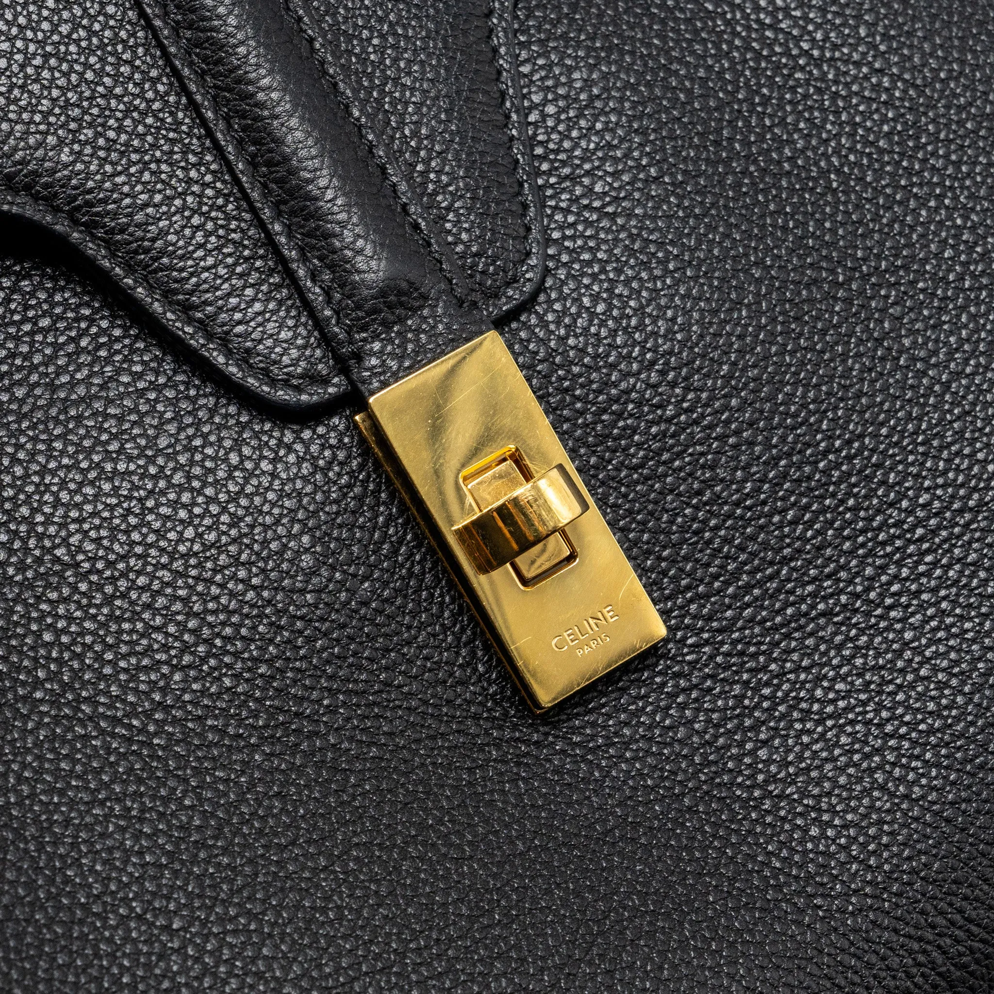 Celine Medium Soft 16 Bag Grained Calfskin Black GHW