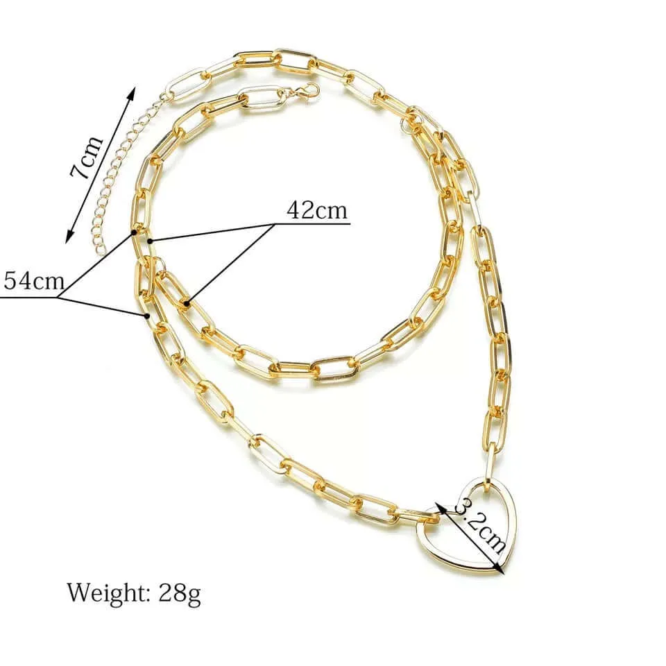 Chained Heart Statement Necklace