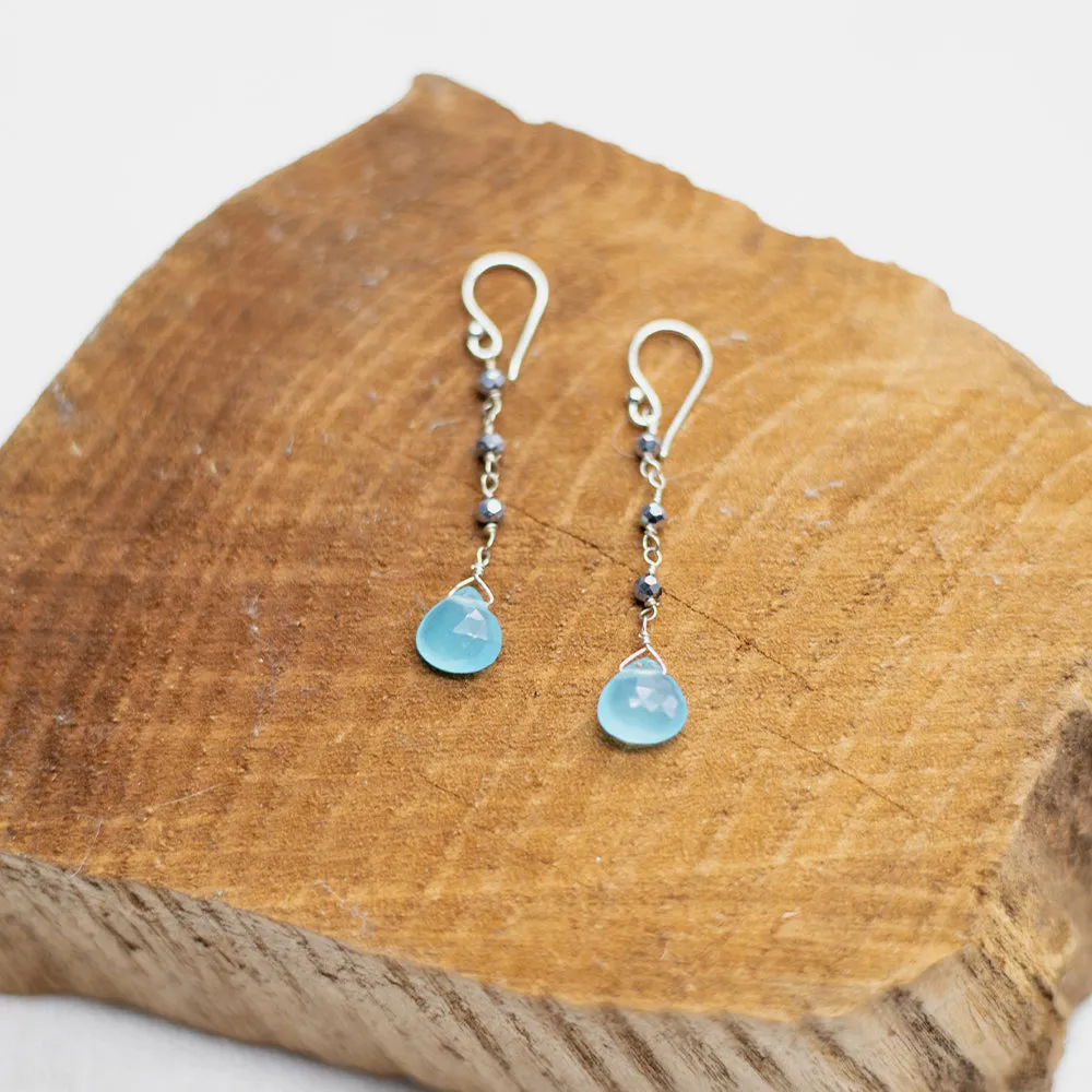Chalcedony Waterfall Silver Earrings