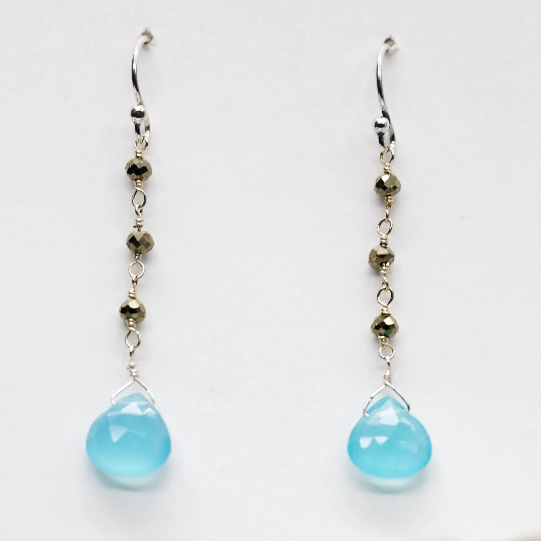 Chalcedony Waterfall Silver Earrings