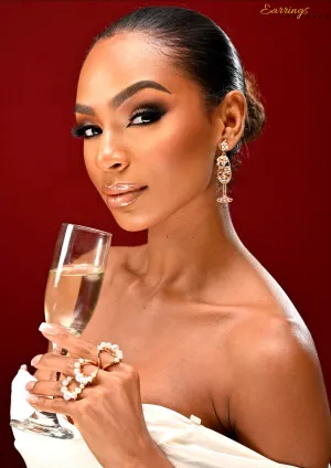 CHAMPAGNE LIFE STATEMENT EARRINGS