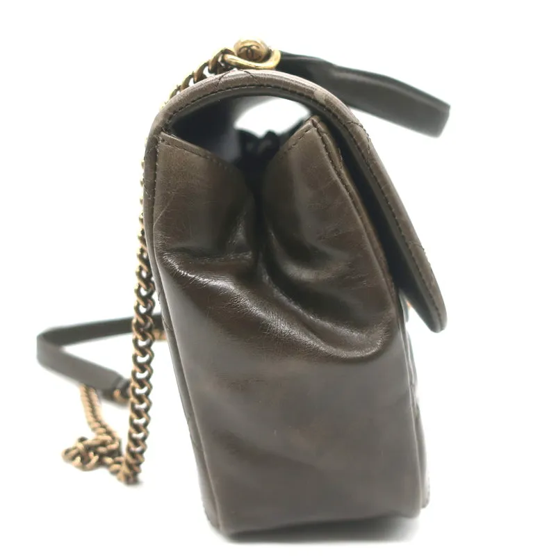 Chanel 2017 Gold Bar Top Handle Bag Dark Brown Quilted Leather Crossbody