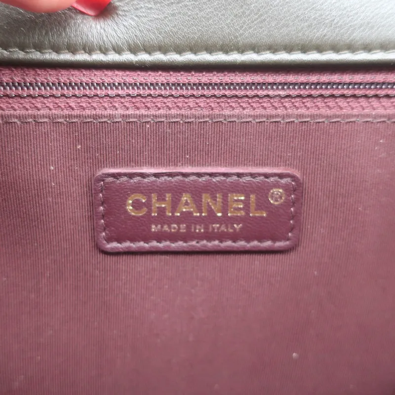 Chanel 2017 Gold Bar Top Handle Bag Dark Brown Quilted Leather Crossbody