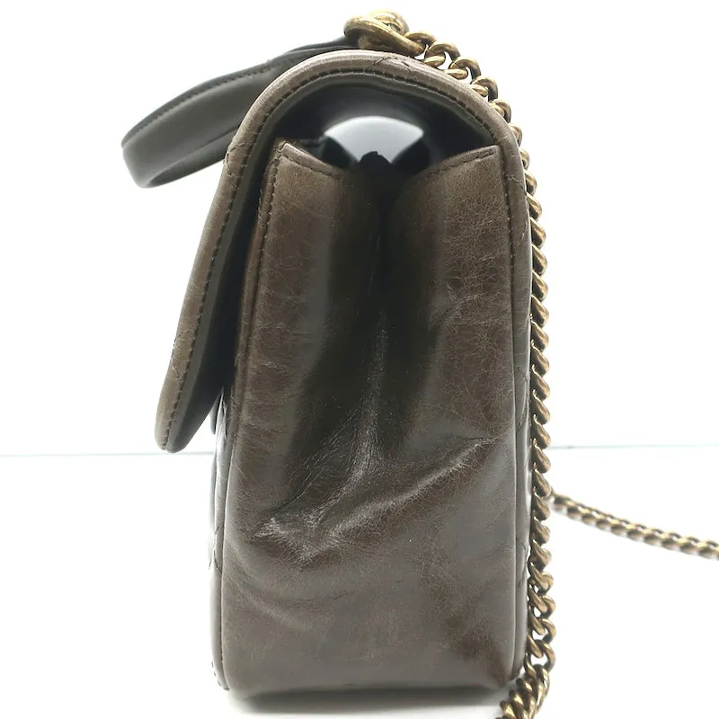 Chanel 2017 Gold Bar Top Handle Bag Dark Brown Quilted Leather Crossbody