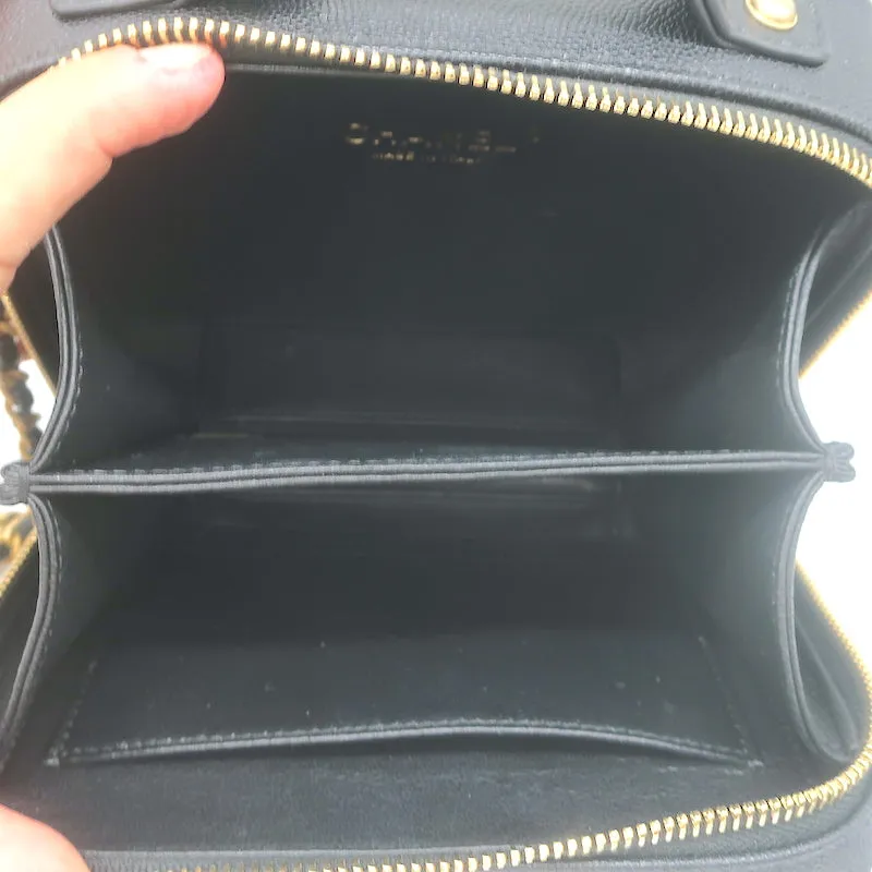 Chanel 2018 CC Filigree Small Vanity Case Black Caviar Leather Crossbody