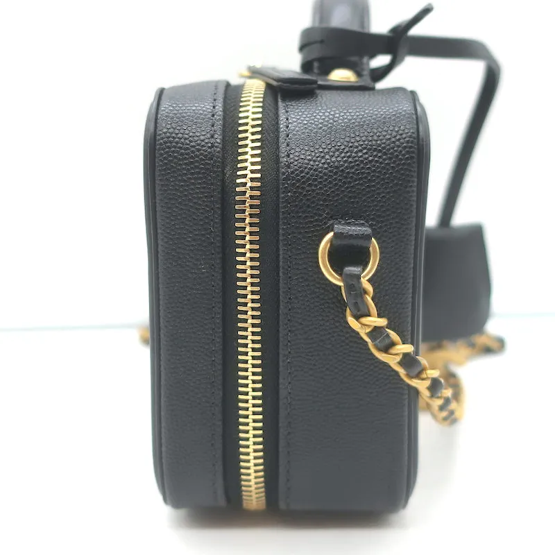 Chanel 2018 CC Filigree Small Vanity Case Black Caviar Leather Crossbody
