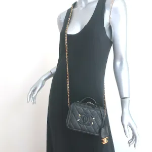 Chanel 2018 CC Filigree Small Vanity Case Black Caviar Leather Crossbody