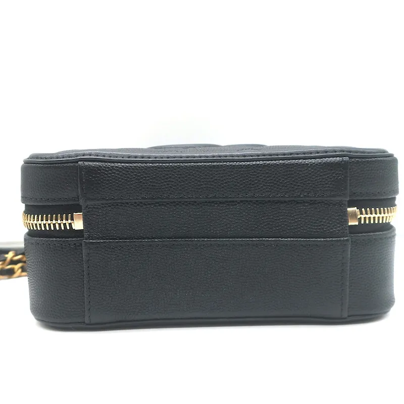 Chanel 2018 CC Filigree Small Vanity Case Black Caviar Leather Crossbody