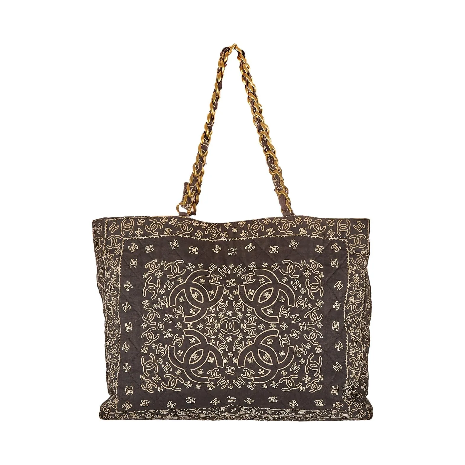 Chanel Black Jumbo Bandana Chain Tote