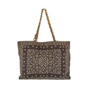 Chanel Black Jumbo Bandana Chain Tote