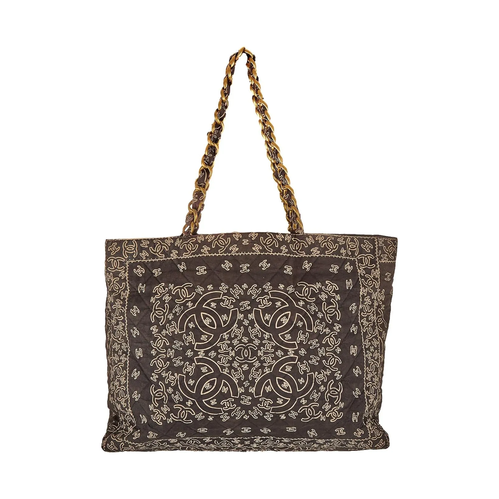 Chanel Black Jumbo Bandana Chain Tote