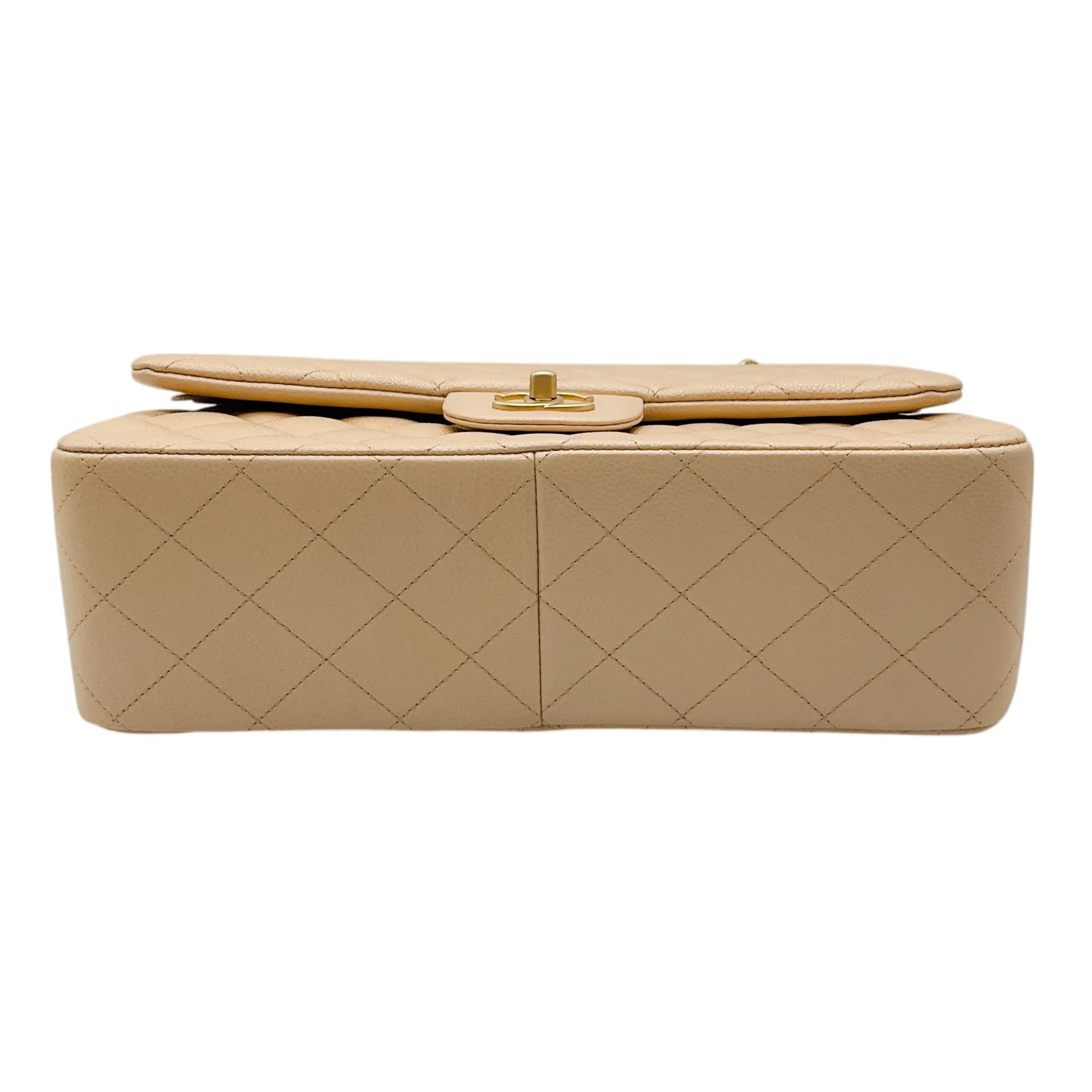 Chanel Light Beige 2015 Quilted Caviar Jumbo Classic Double Flap Bag
