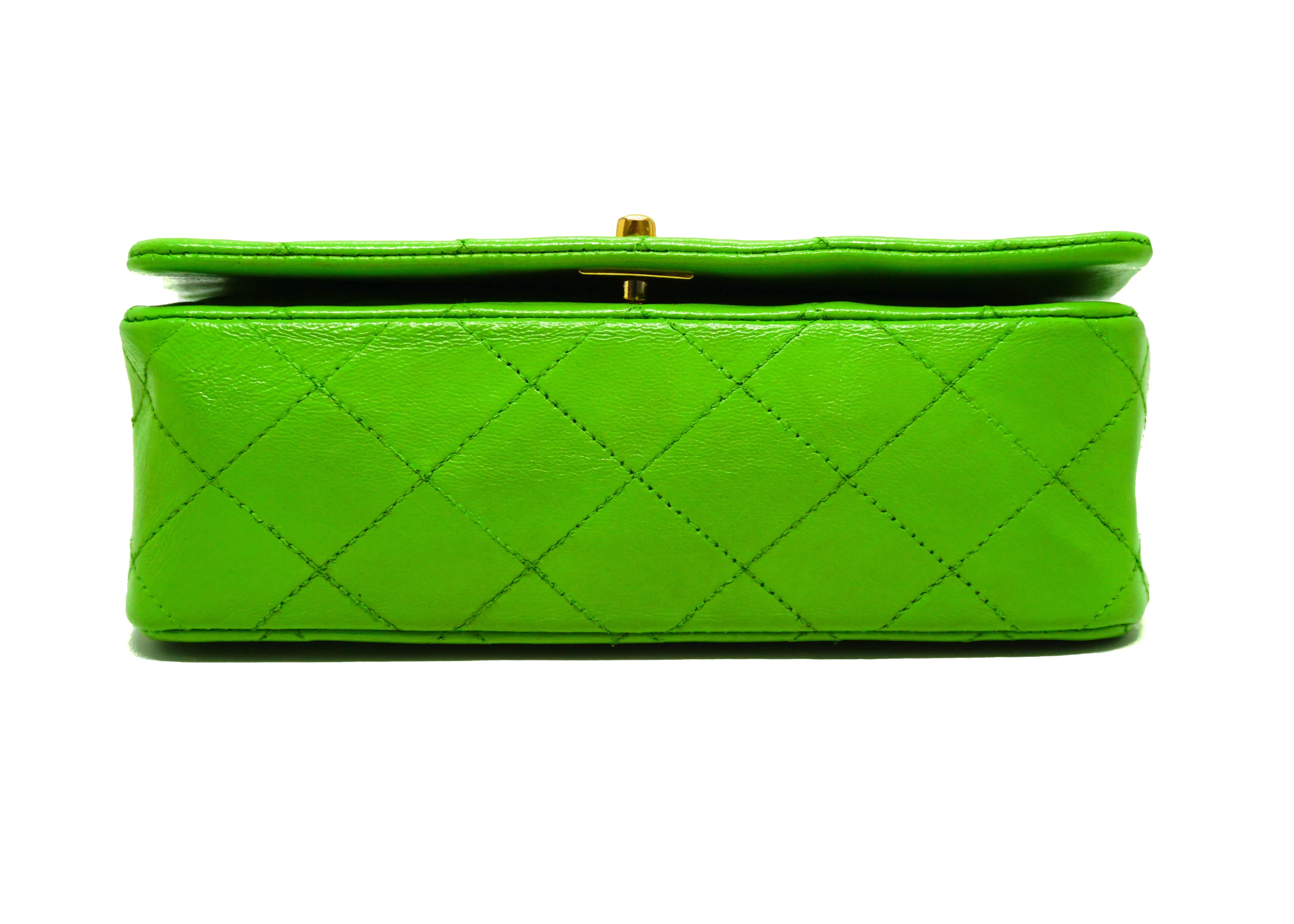 Chanel Vintage Lime Green Lambskin Classic Mini Flap Bag