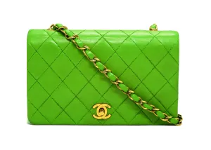 Chanel Vintage Lime Green Lambskin Classic Mini Flap Bag