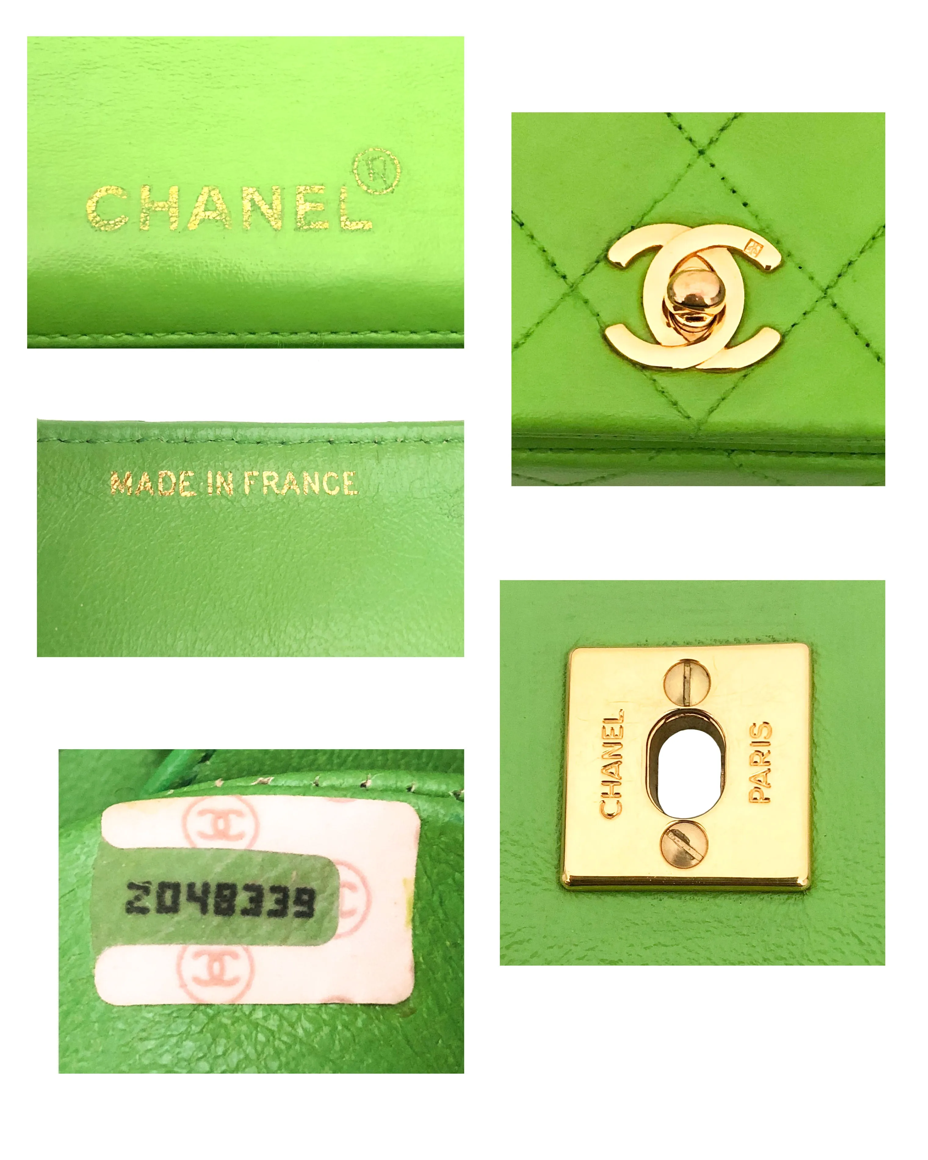 Chanel Vintage Lime Green Lambskin Classic Mini Flap Bag