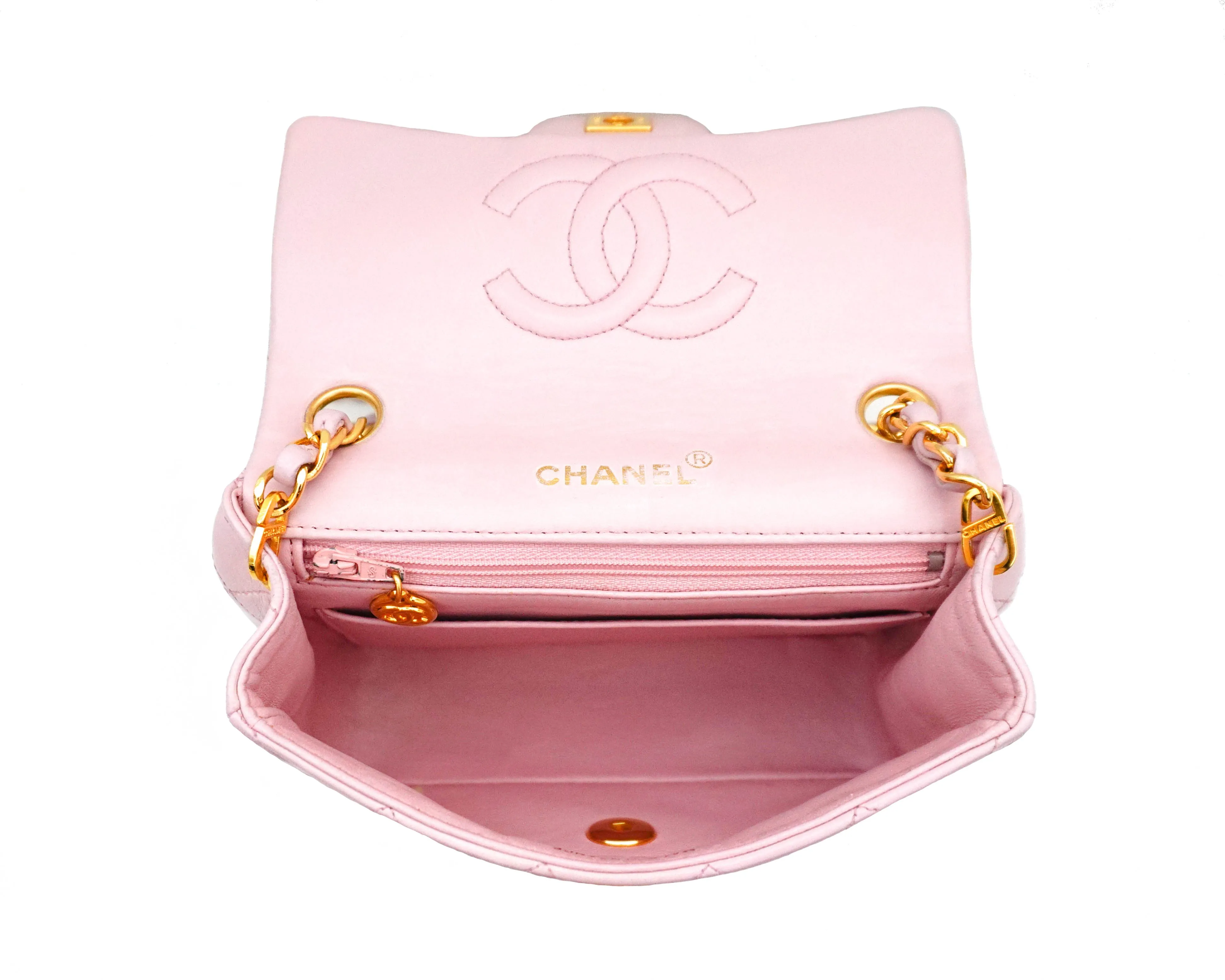 Chanel Vintage Pink Lambskin Classic 2.55 Mini Flap Bag