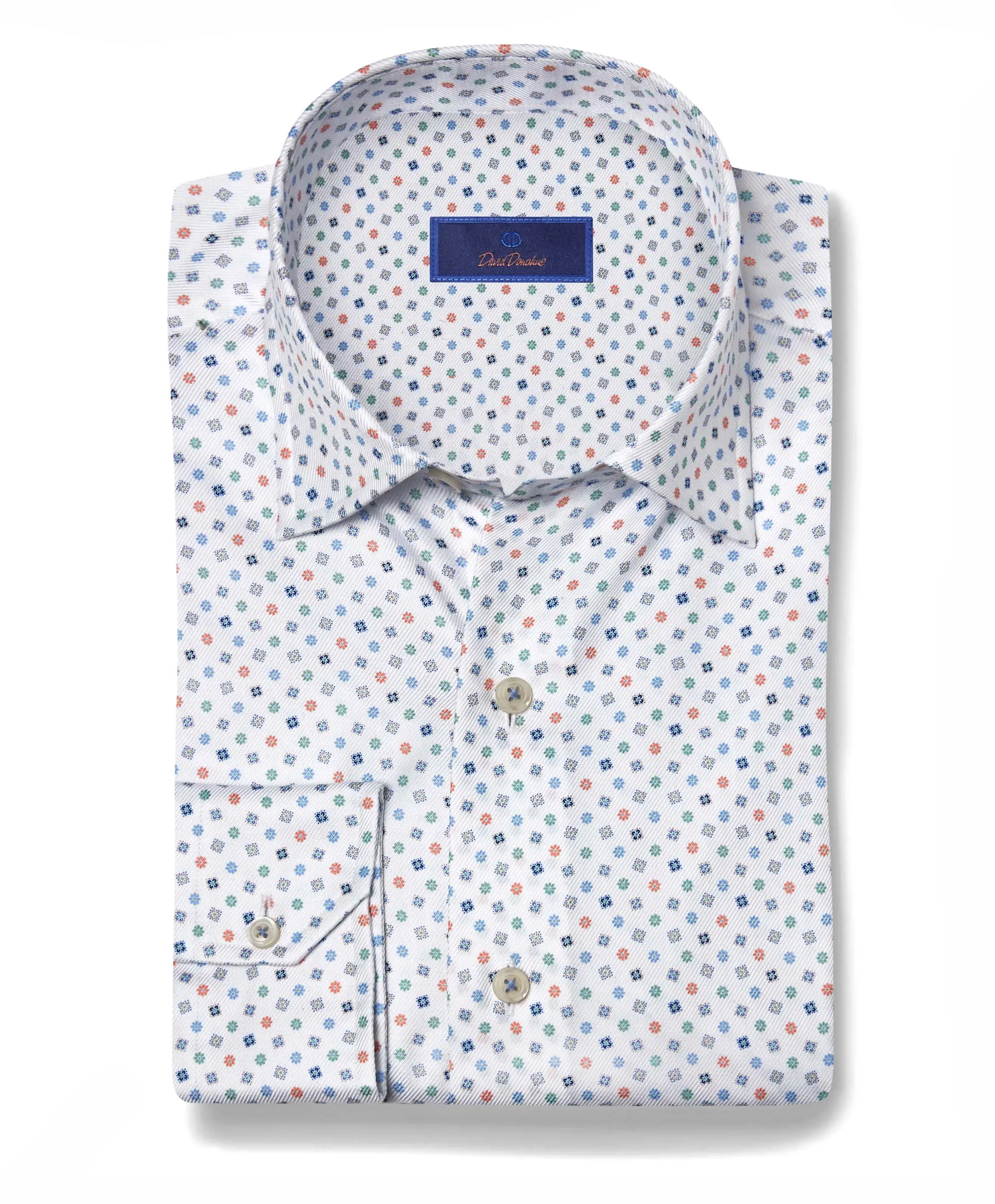 CHBD08206459 | Blue & Melon Floral Neat Print Shirt