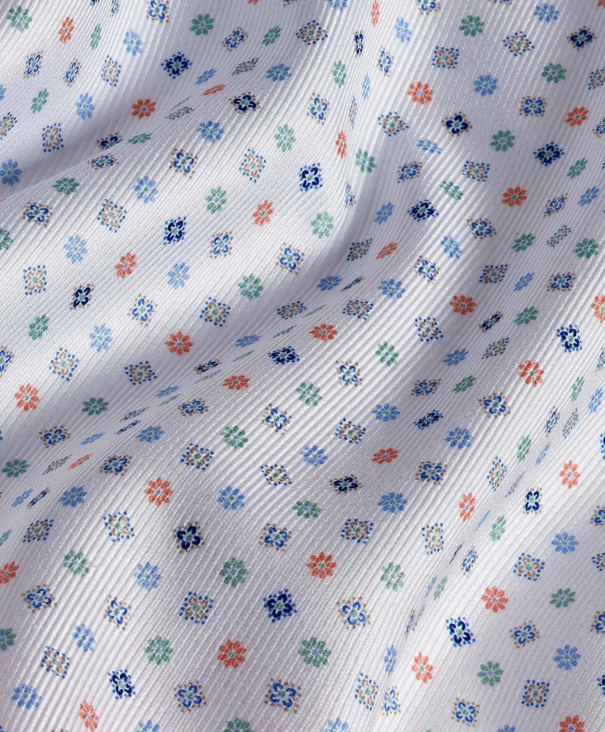 CHBD08206459 | Blue & Melon Floral Neat Print Shirt