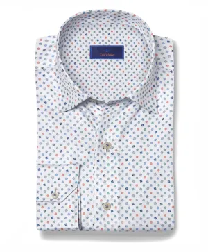 CHBD08206459 | Blue & Melon Floral Neat Print Shirt