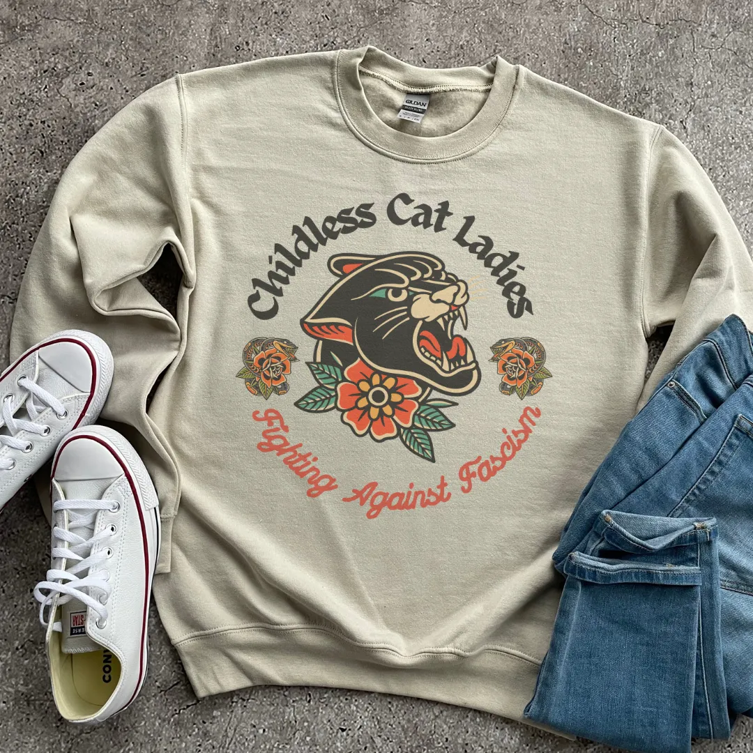 Childless Cat Lady Against Fascism Vintage Wash