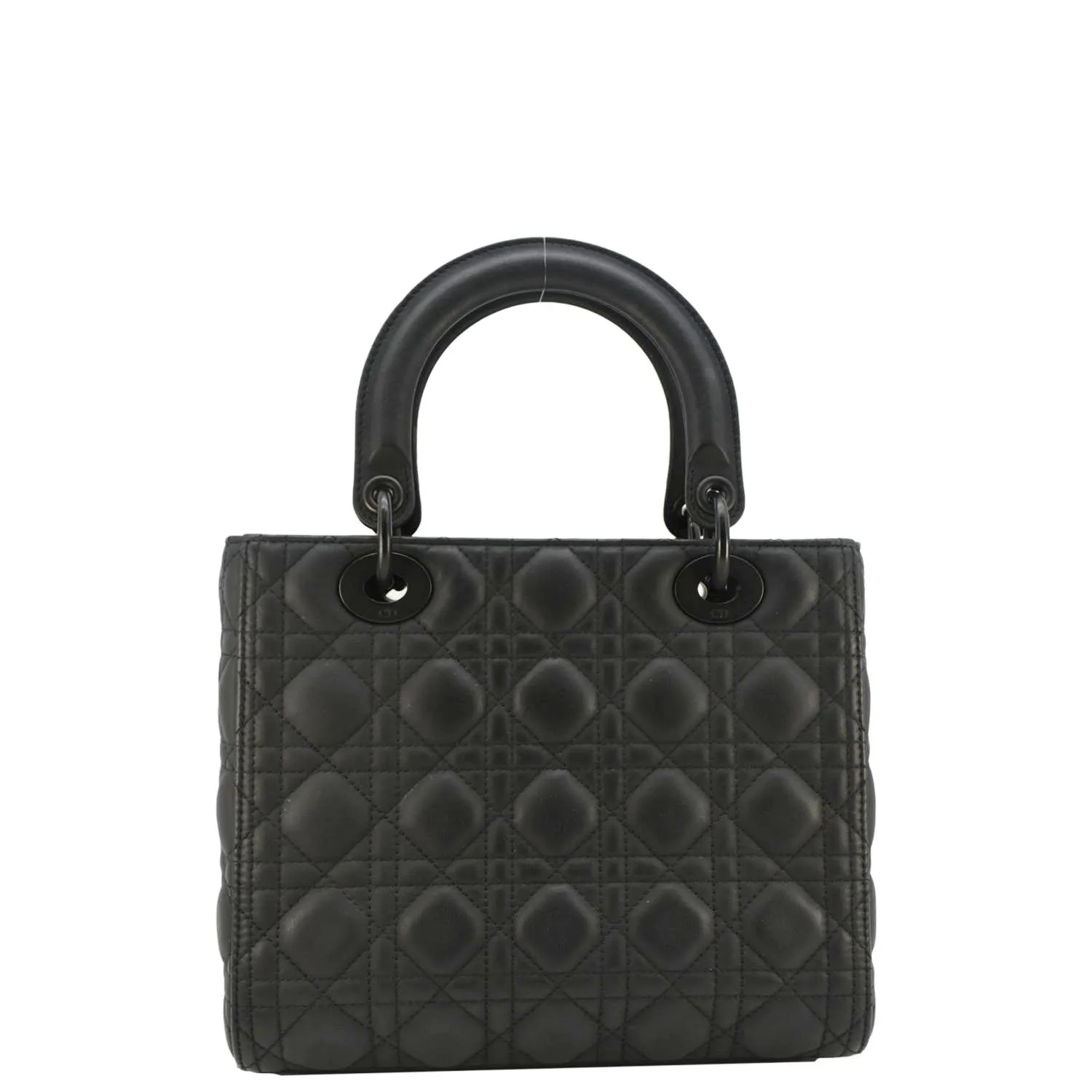 CHRISTIAN DIOR Lady Dior Ultra Matte Cannage Calfskin Leather Shoulder Bag Black