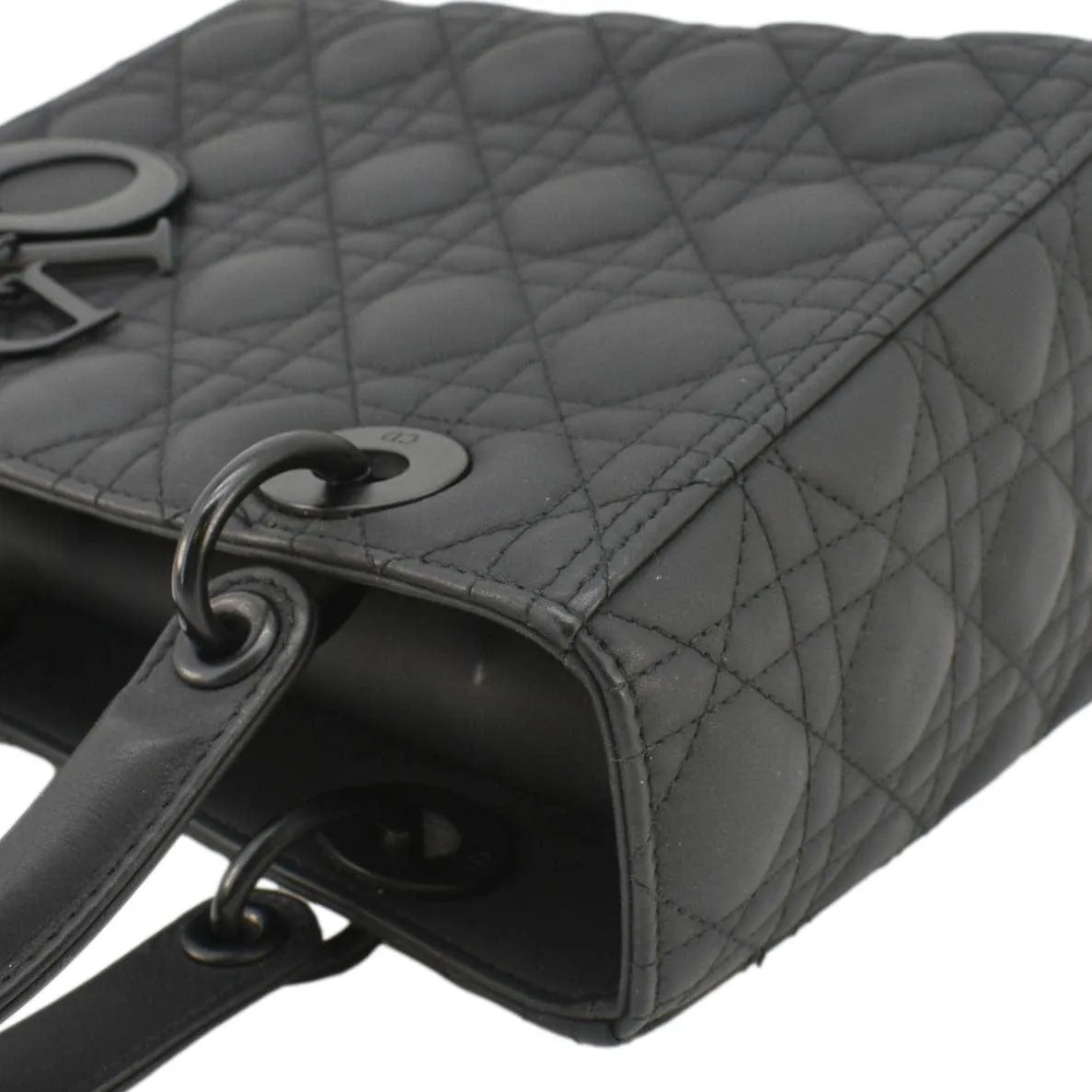 CHRISTIAN DIOR Lady Dior Ultra Matte Cannage Calfskin Leather Shoulder Bag Black