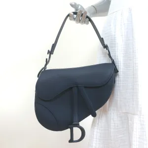 Christian Dior Saddle Bag Navy Ultramatte Calfskin Leather
