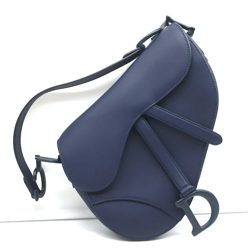 Christian Dior Saddle Bag Navy Ultramatte Calfskin Leather
