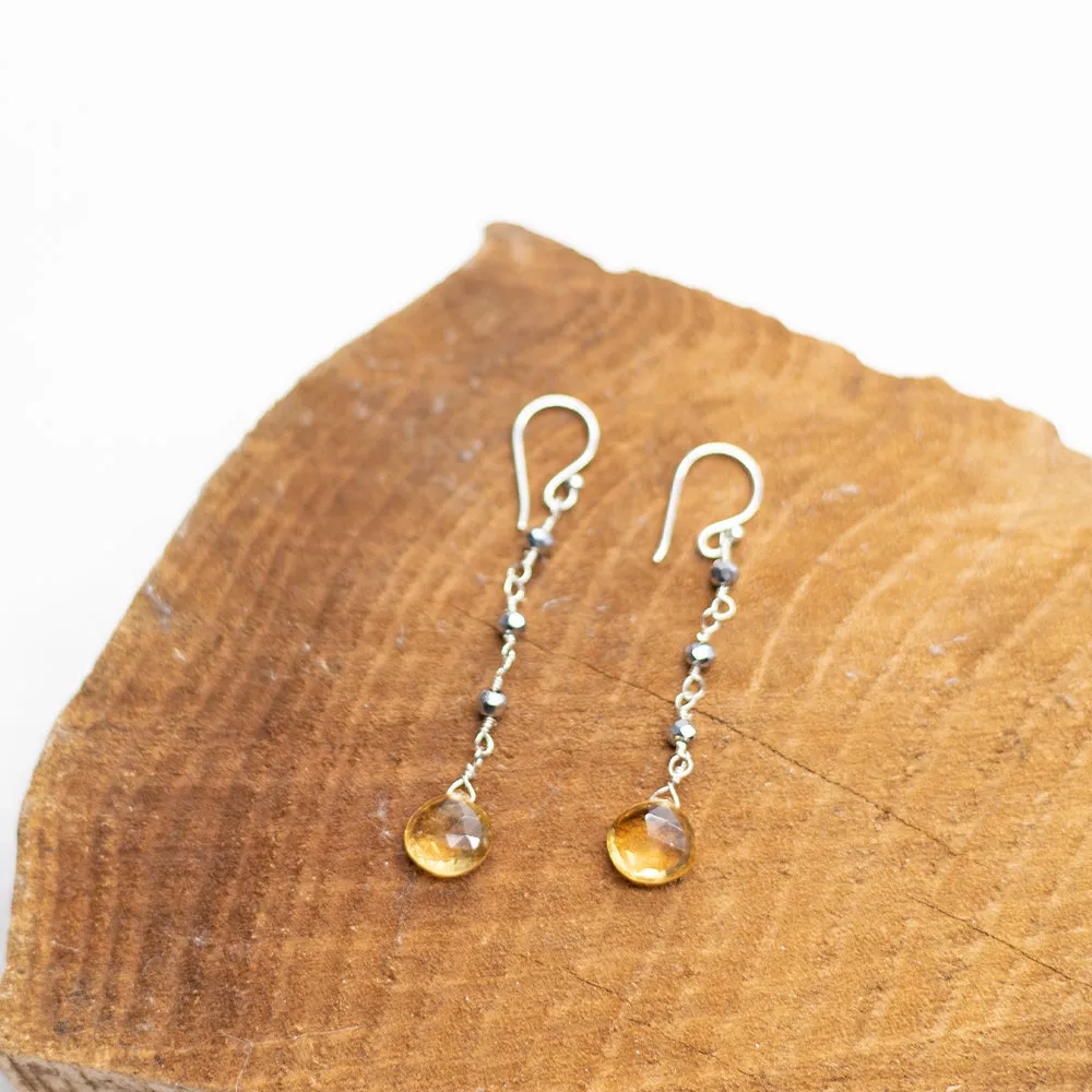 Citrine Waterfall Silver Earrings