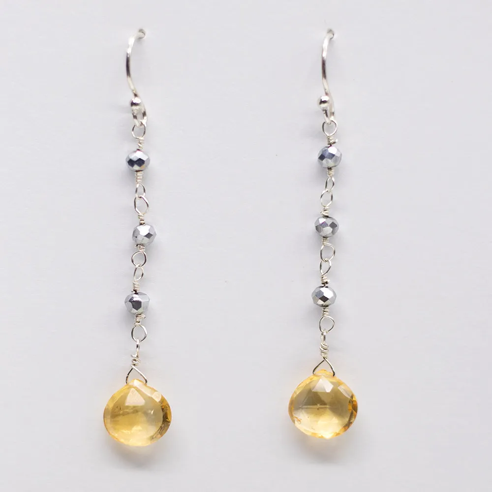 Citrine Waterfall Silver Earrings