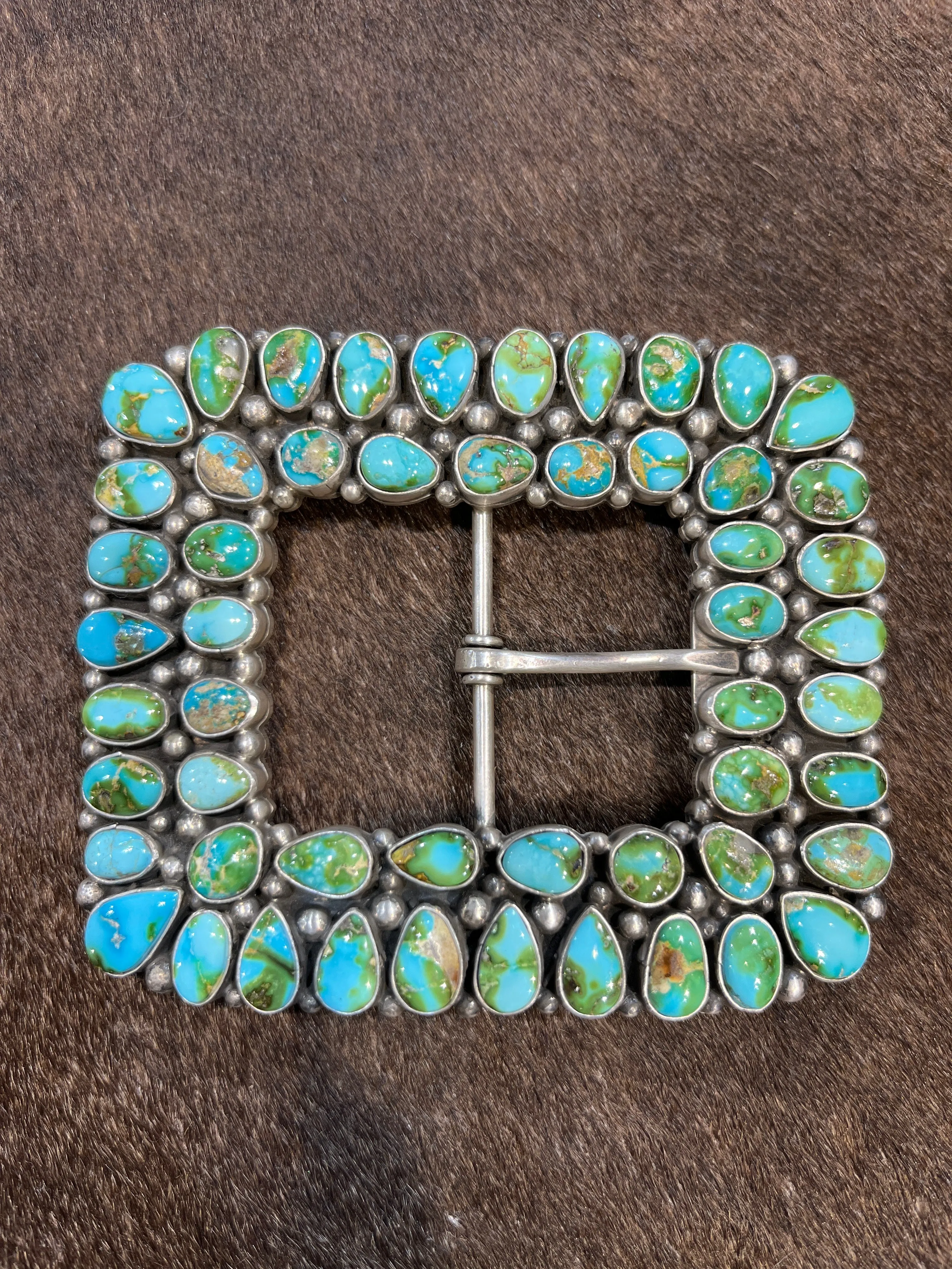 CJ Statement Turquoise Cluster Belt Buckle