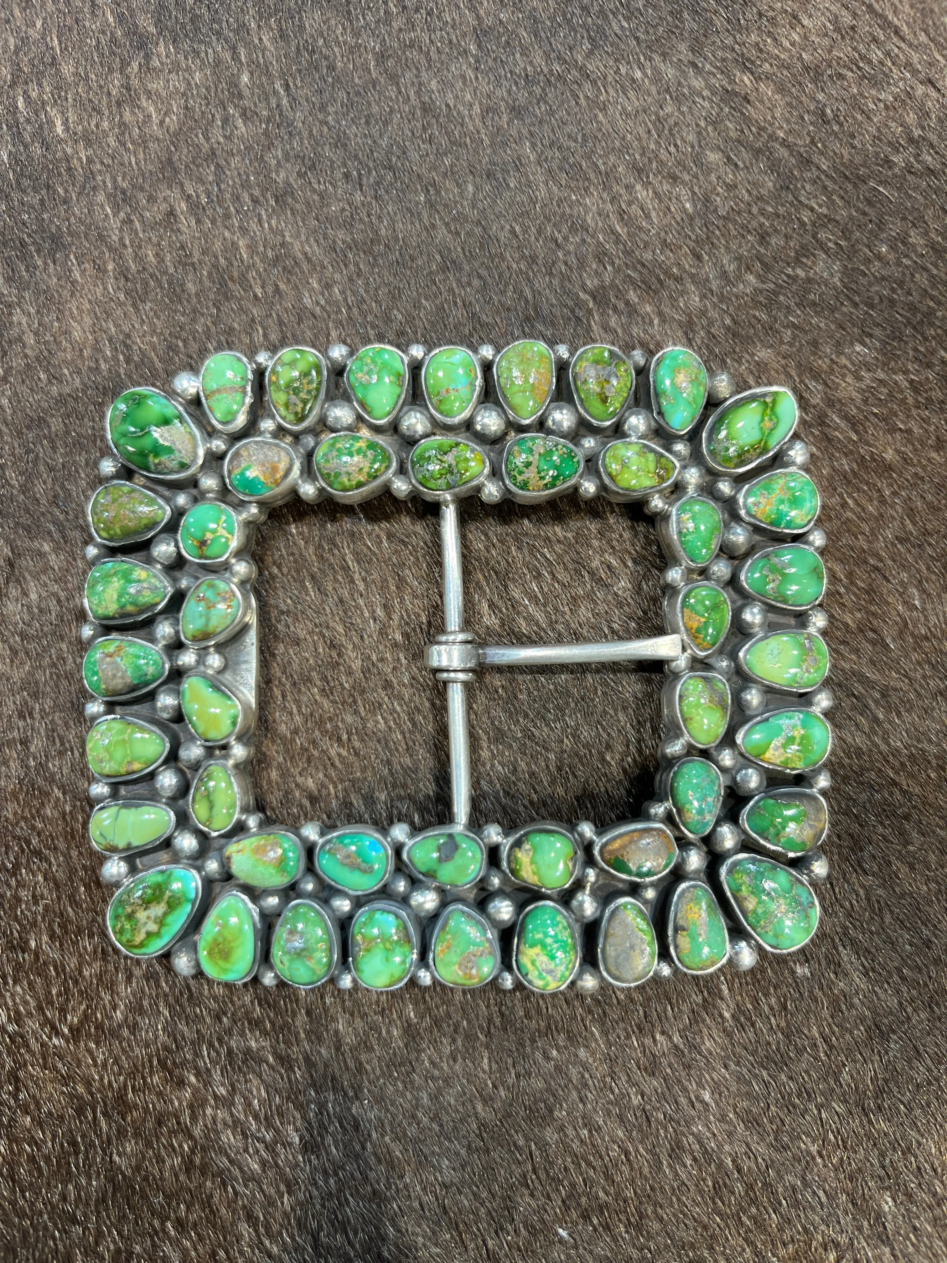 CJ Statement Turquoise Cluster Belt Buckle