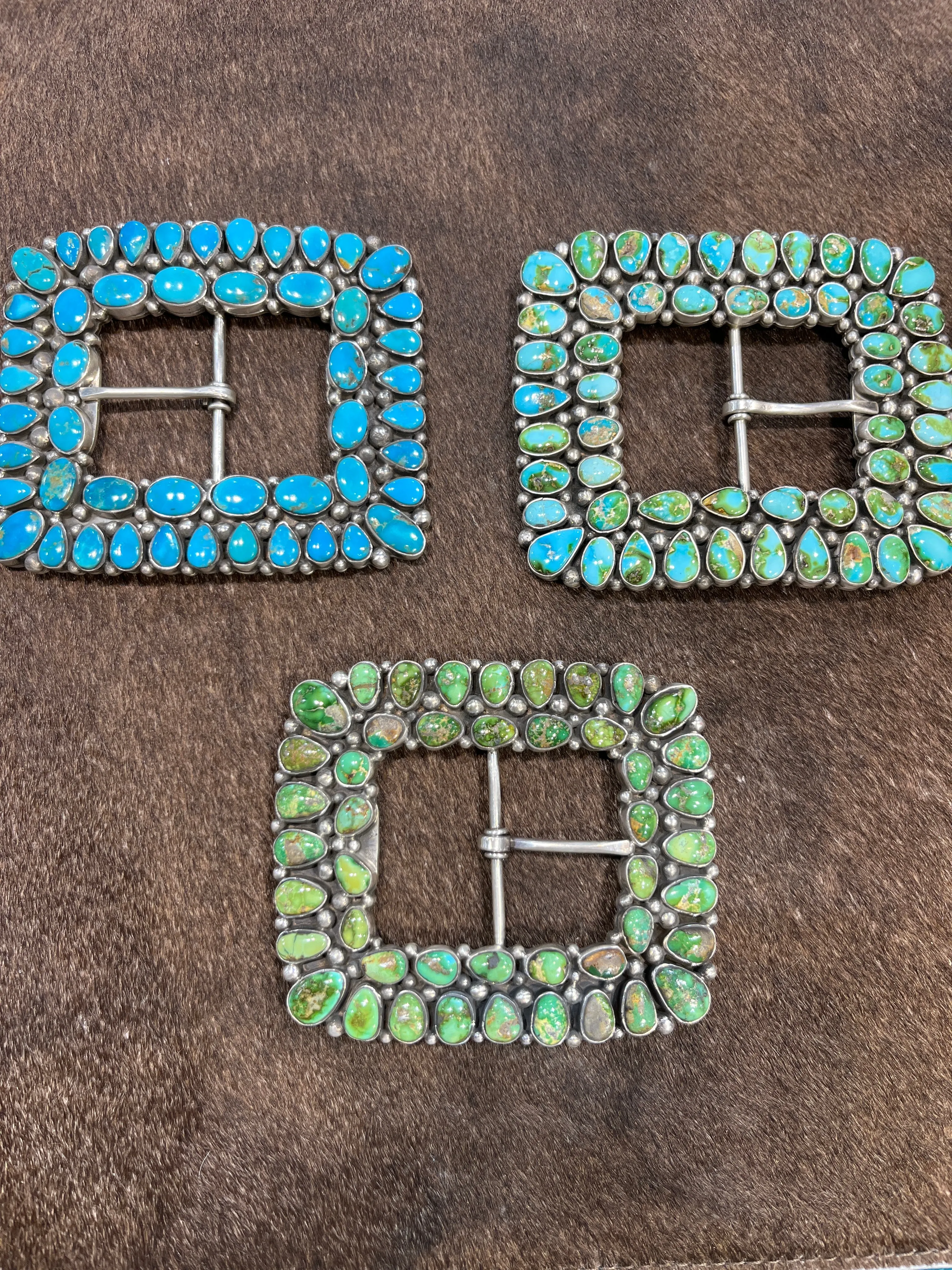 CJ Statement Turquoise Cluster Belt Buckle