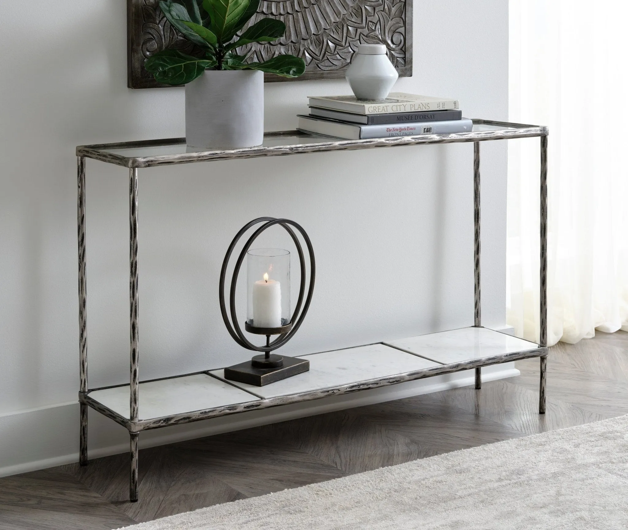 Contemporary Sofa Table in Antique Pewter