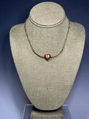 COPPER HEART AND BRASS NECKLACE LCN899
