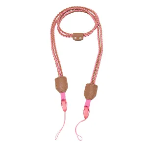 Correa para cámara tejida rosa