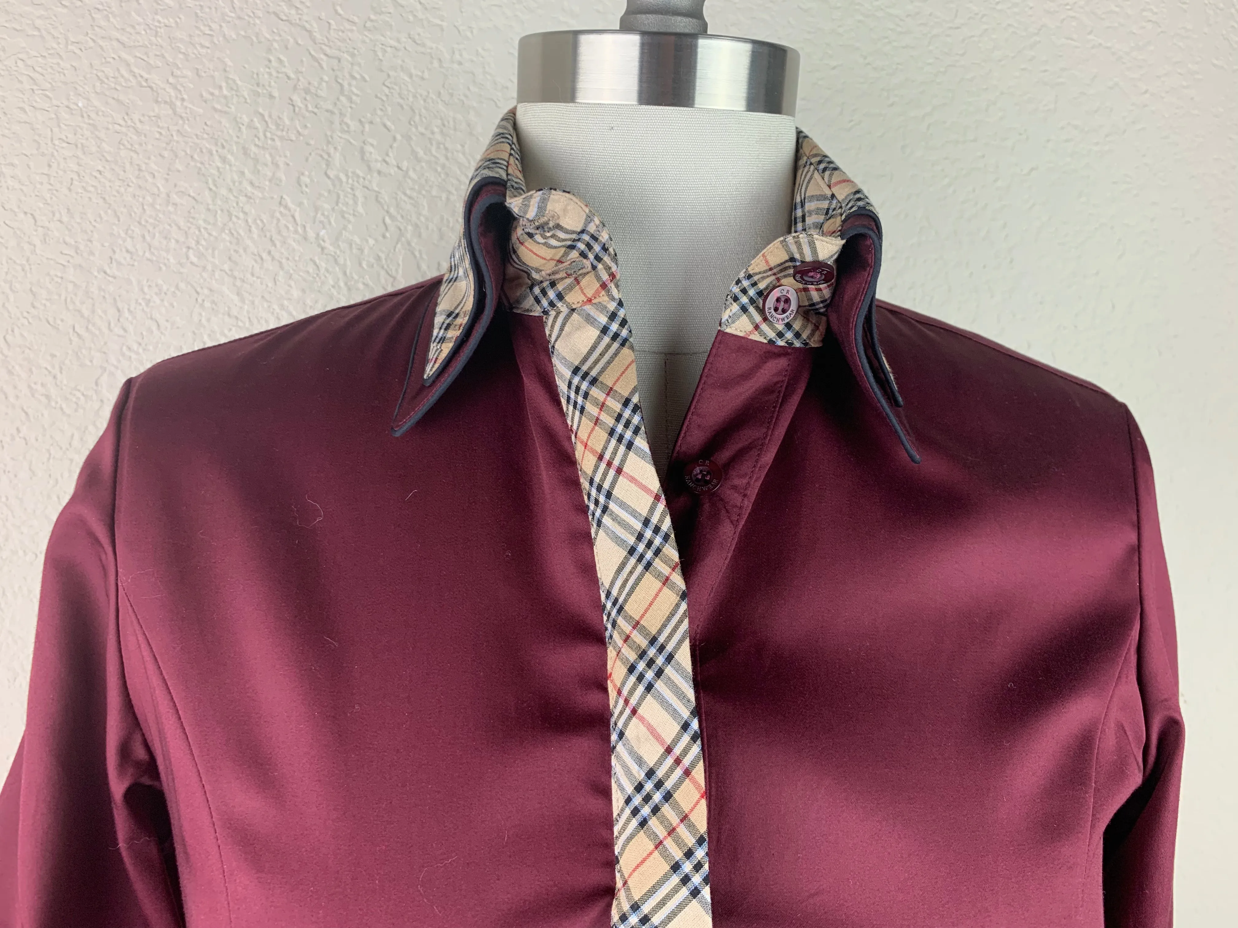 CR Statement Dark Wine Cotton Sateen with Tan Plaid - FINAL SALE