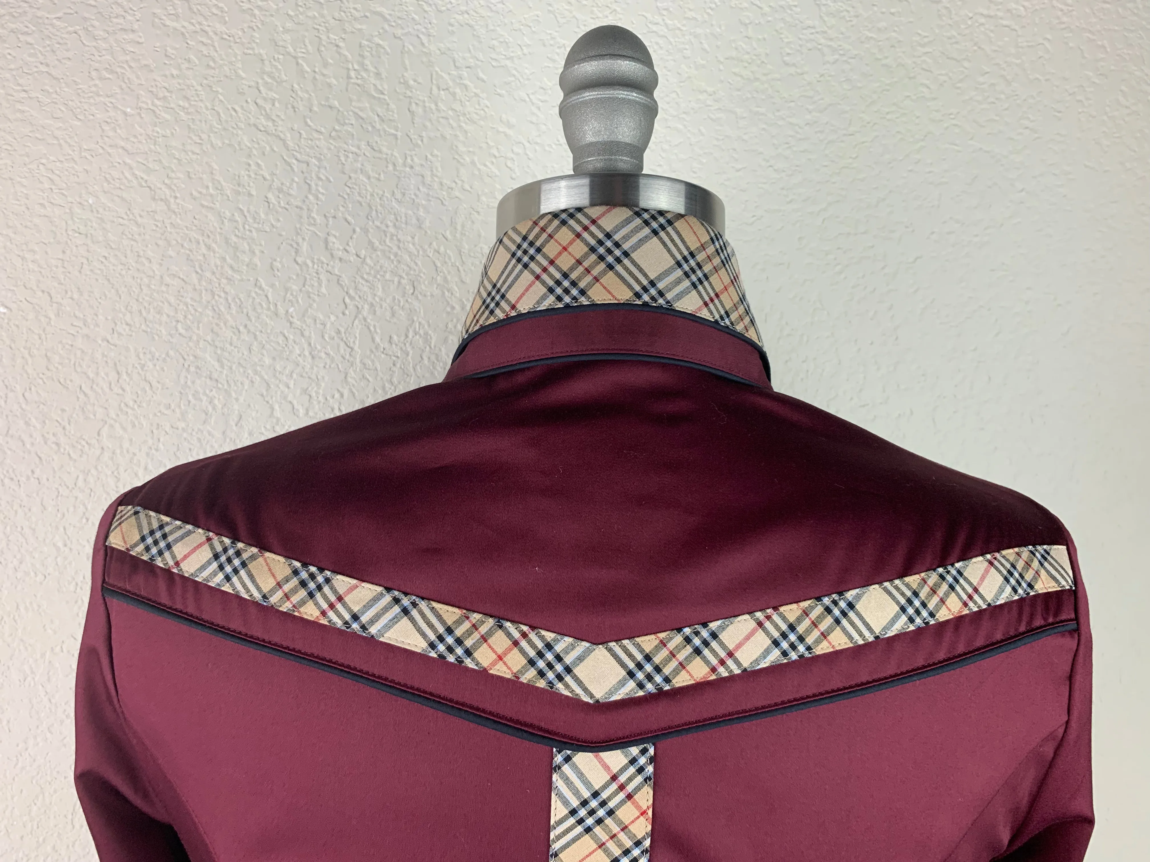 CR Statement Dark Wine Cotton Sateen with Tan Plaid - FINAL SALE