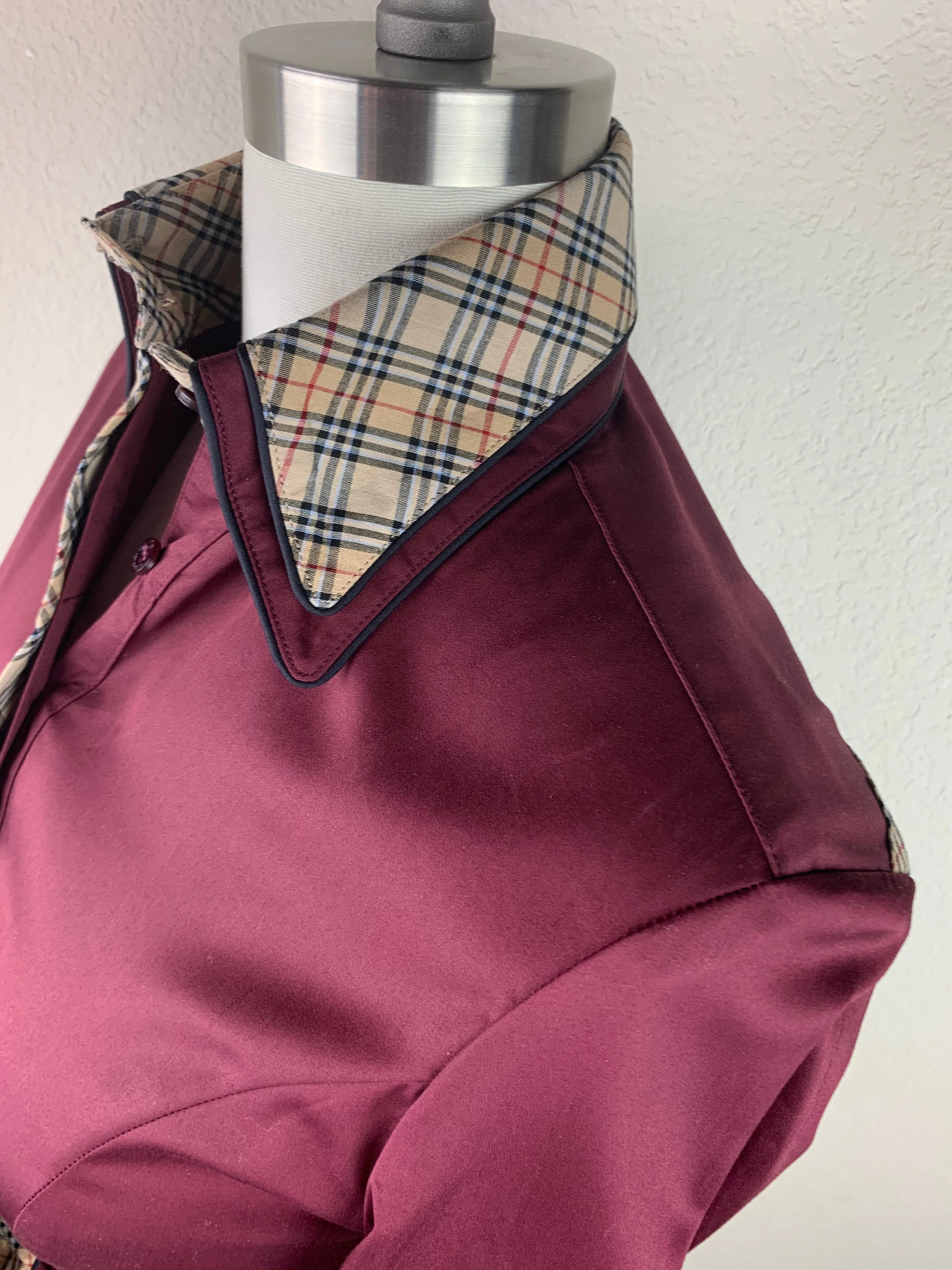 CR Statement Dark Wine Cotton Sateen with Tan Plaid - FINAL SALE