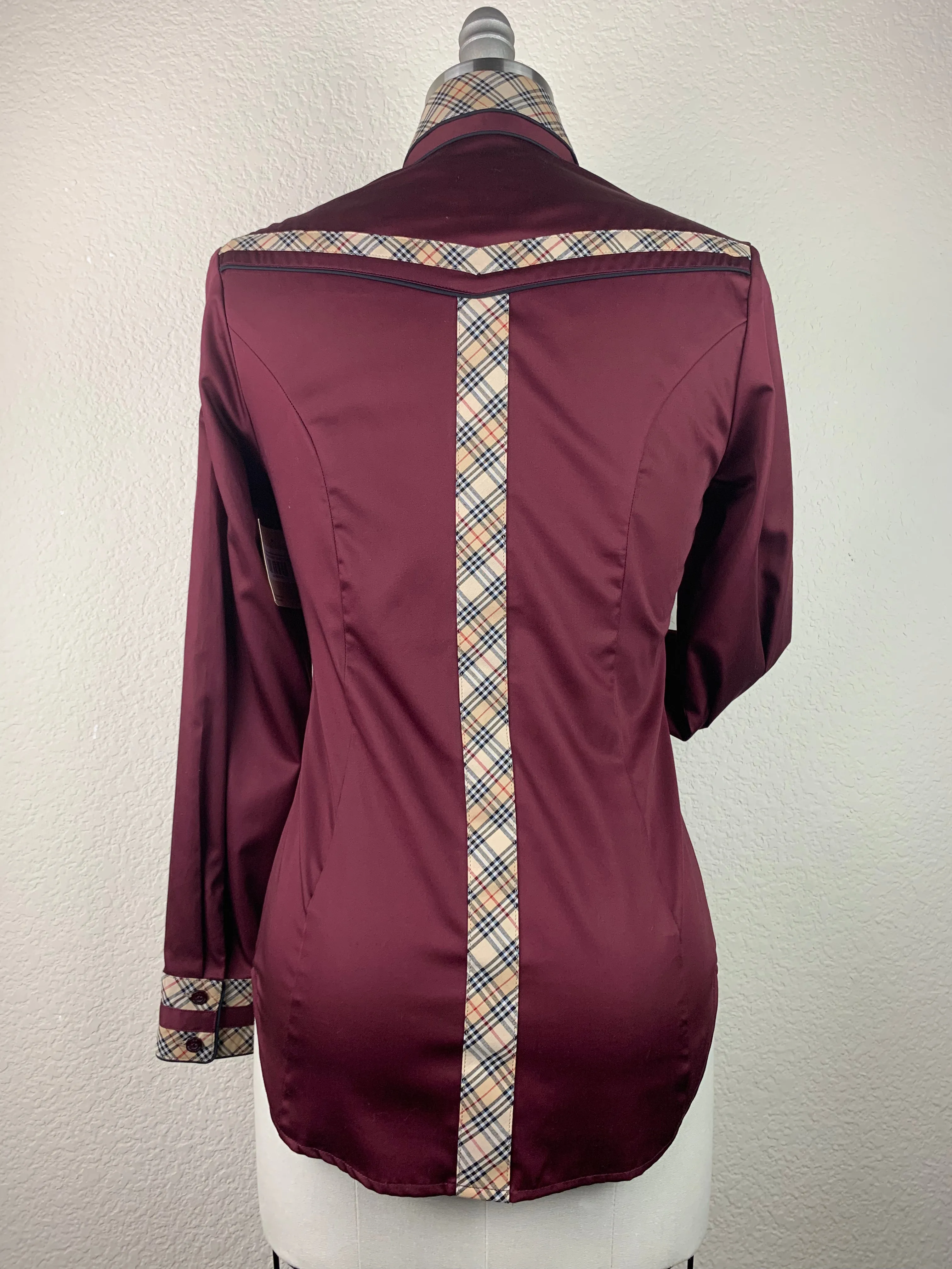 CR Statement Dark Wine Cotton Sateen with Tan Plaid - FINAL SALE