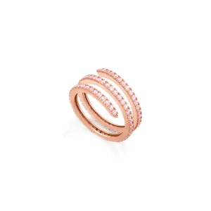 Cubic Zirconia Spiral Ring - Rose Gold Light Pink